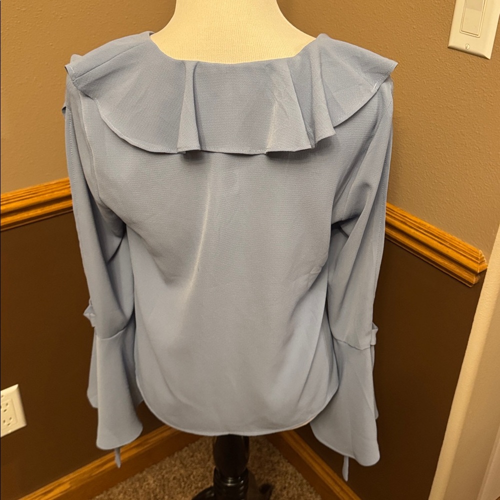 Charming Charlie Light Blue Ruffle Blouse - Picture 4 of 5